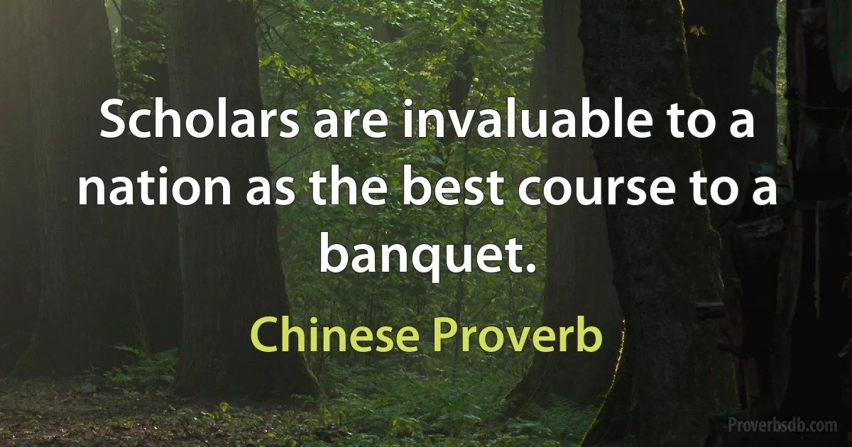 Scholars are invaluable to a nation as the best course to a banquet. (Chinese Proverb)