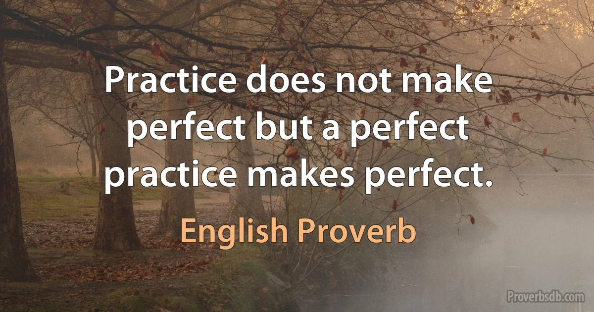 Practice does not make perfect but a perfect practice makes perfect. (English Proverb)