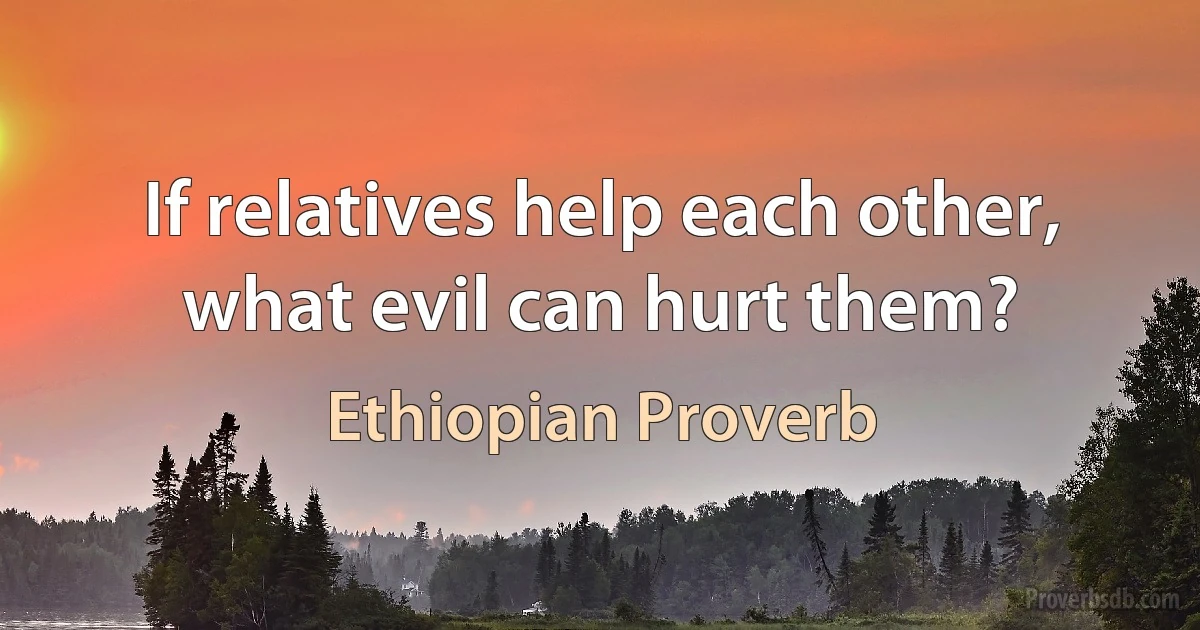 If relatives help each other, what evil can hurt them? (Ethiopian Proverb)