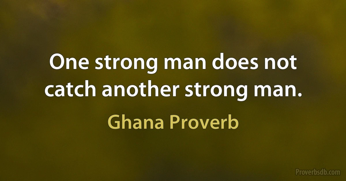 One strong man does not catch another strong man. (Ghana Proverb)