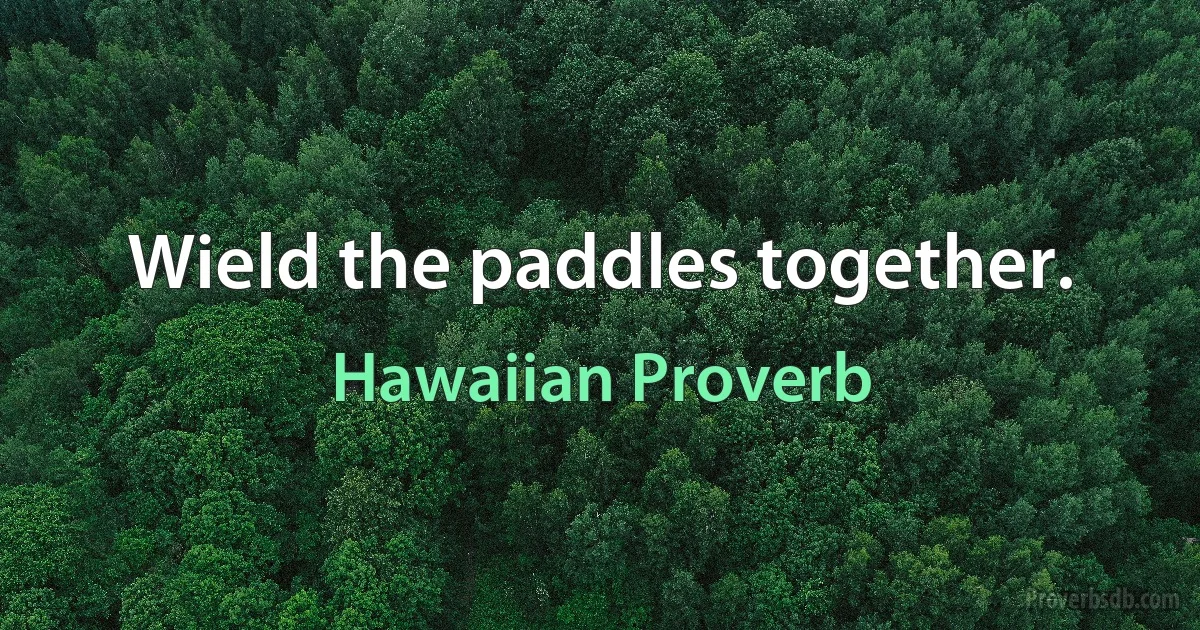 Wield the paddles together. (Hawaiian Proverb)