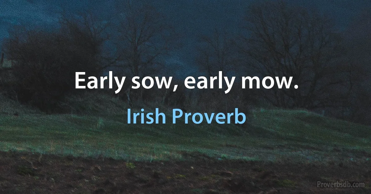 Early sow, early mow. (Irish Proverb)