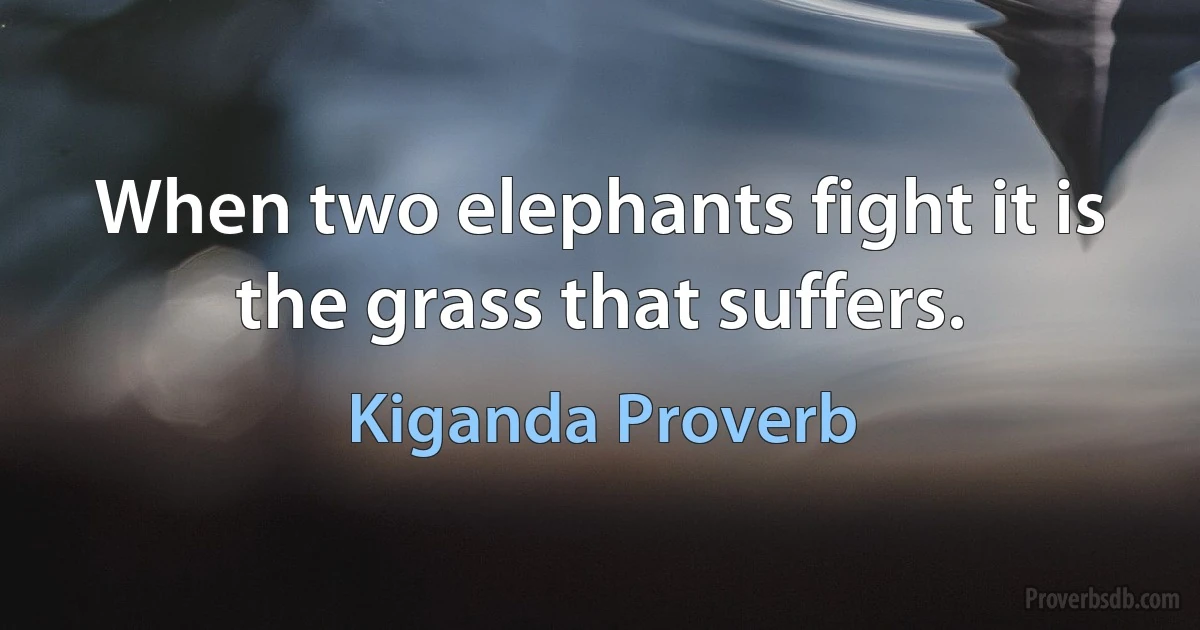 When two elephants fight it is the grass that suffers. (Kiganda Proverb)