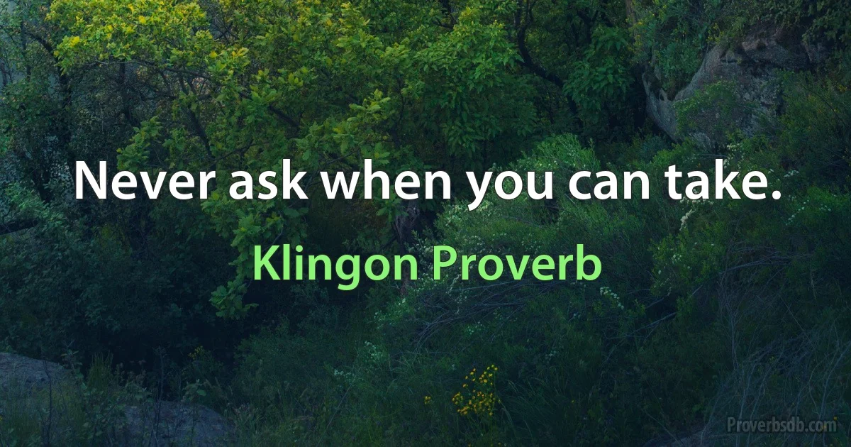 Never ask when you can take. (Klingon Proverb)