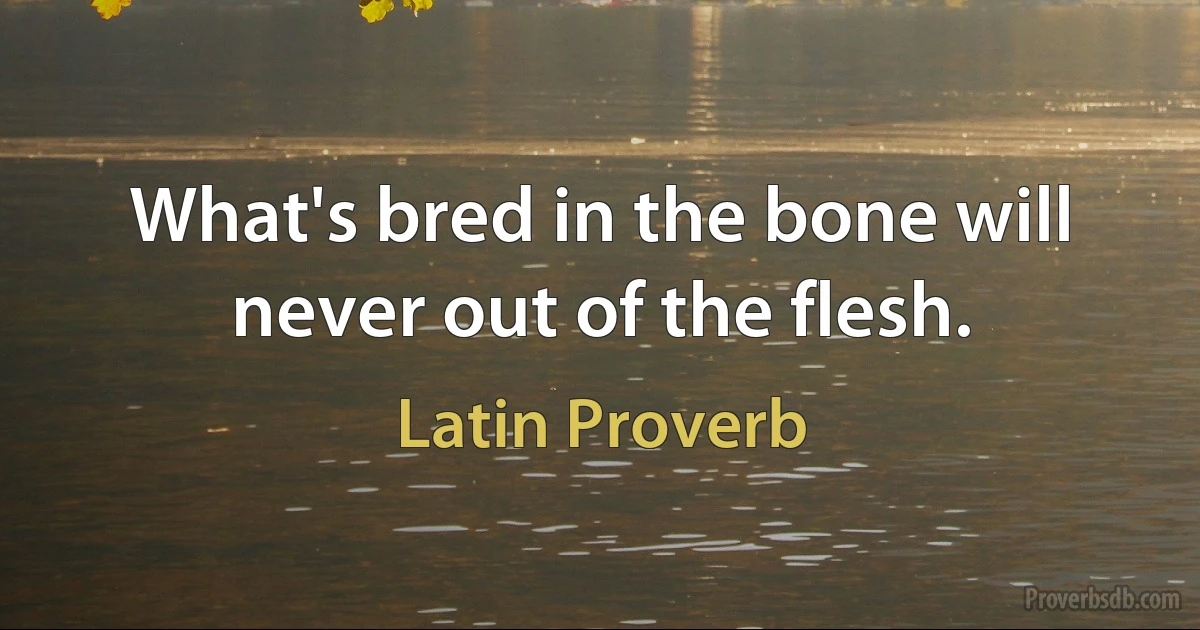 What's bred in the bone will never out of the flesh. (Latin Proverb)