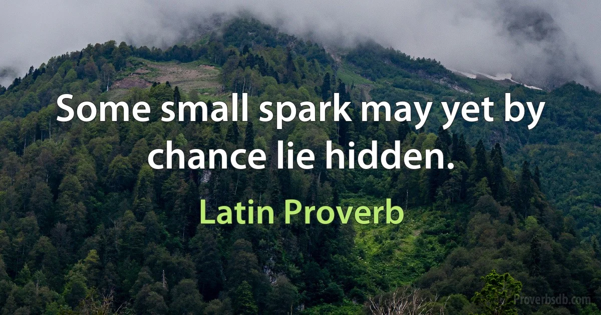 Some small spark may yet by chance lie hidden. (Latin Proverb)