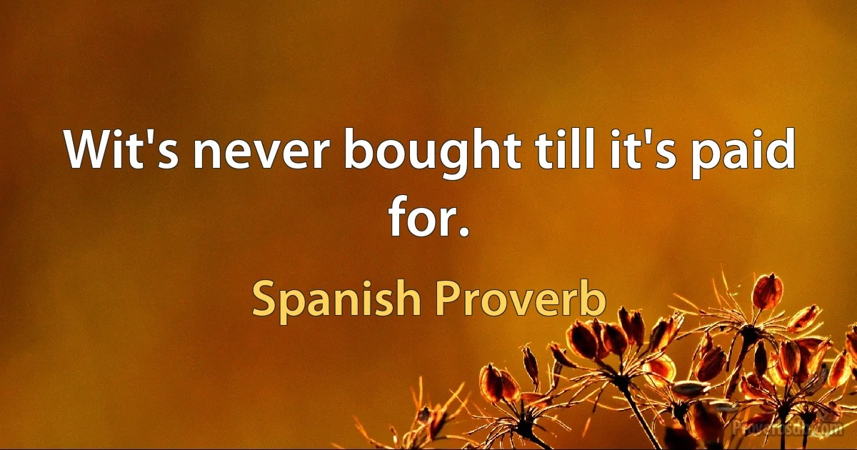 Wit's never bought till it's paid for. (Spanish Proverb)