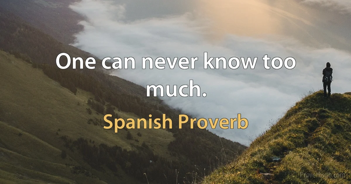 One can never know too much. (Spanish Proverb)