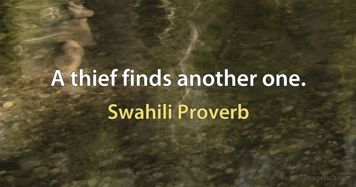 A thief finds another one. (Swahili Proverb)