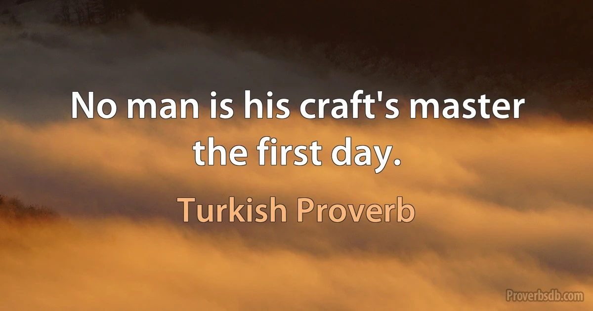 No man is his craft's master the first day. (Turkish Proverb)