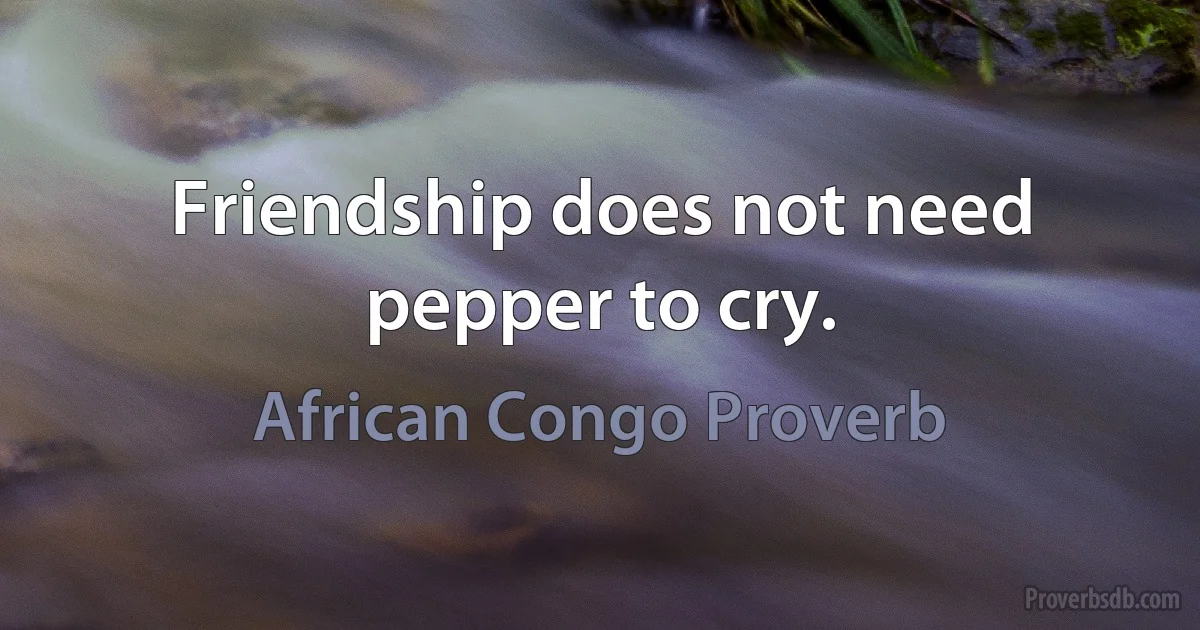 Friendship does not need pepper to cry. (African Congo Proverb)