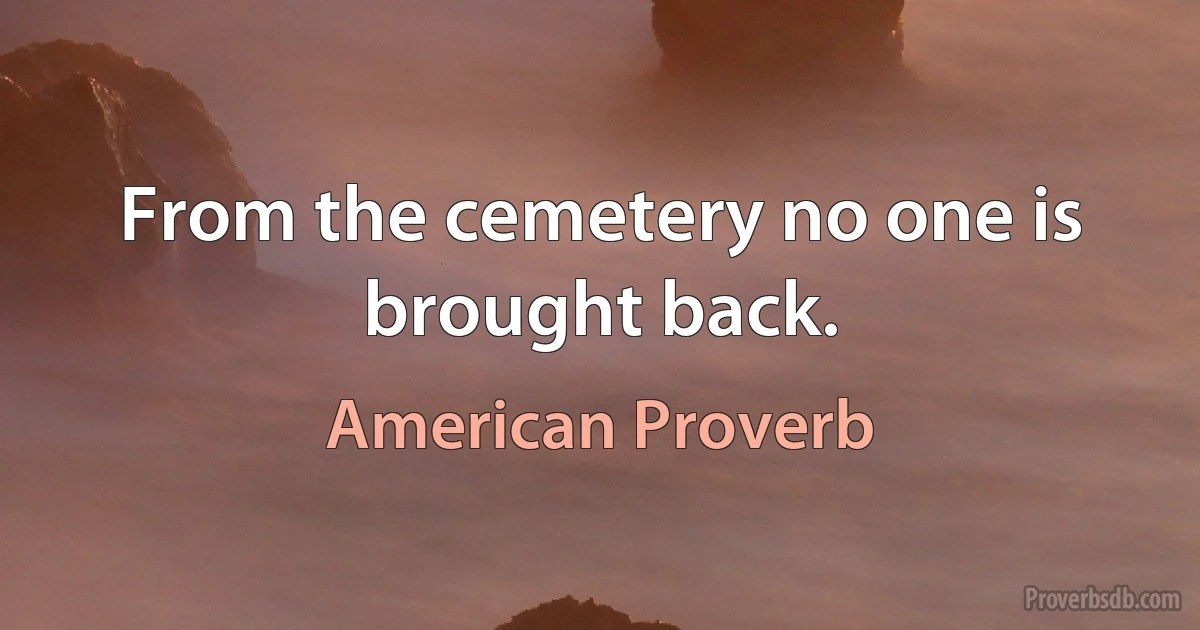 From the cemetery no one is brought back. (American Proverb)