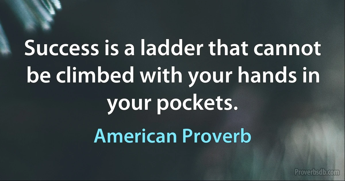 Success is a ladder that cannot be climbed with your hands in your pockets. (American Proverb)