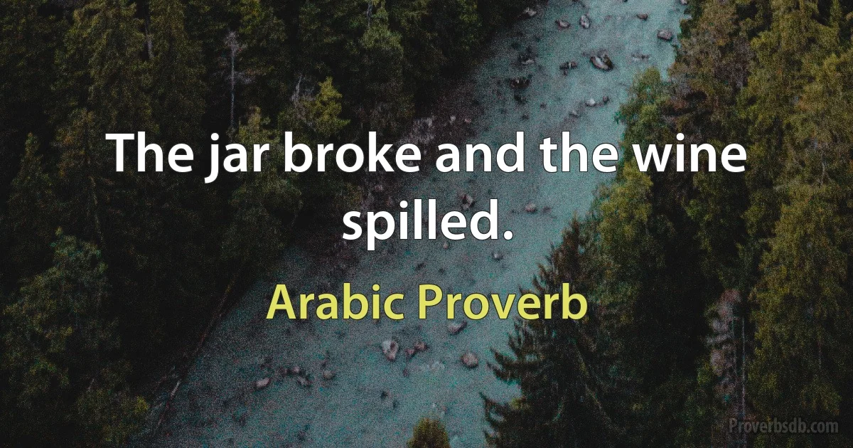 The jar broke and the wine spilled. (Arabic Proverb)