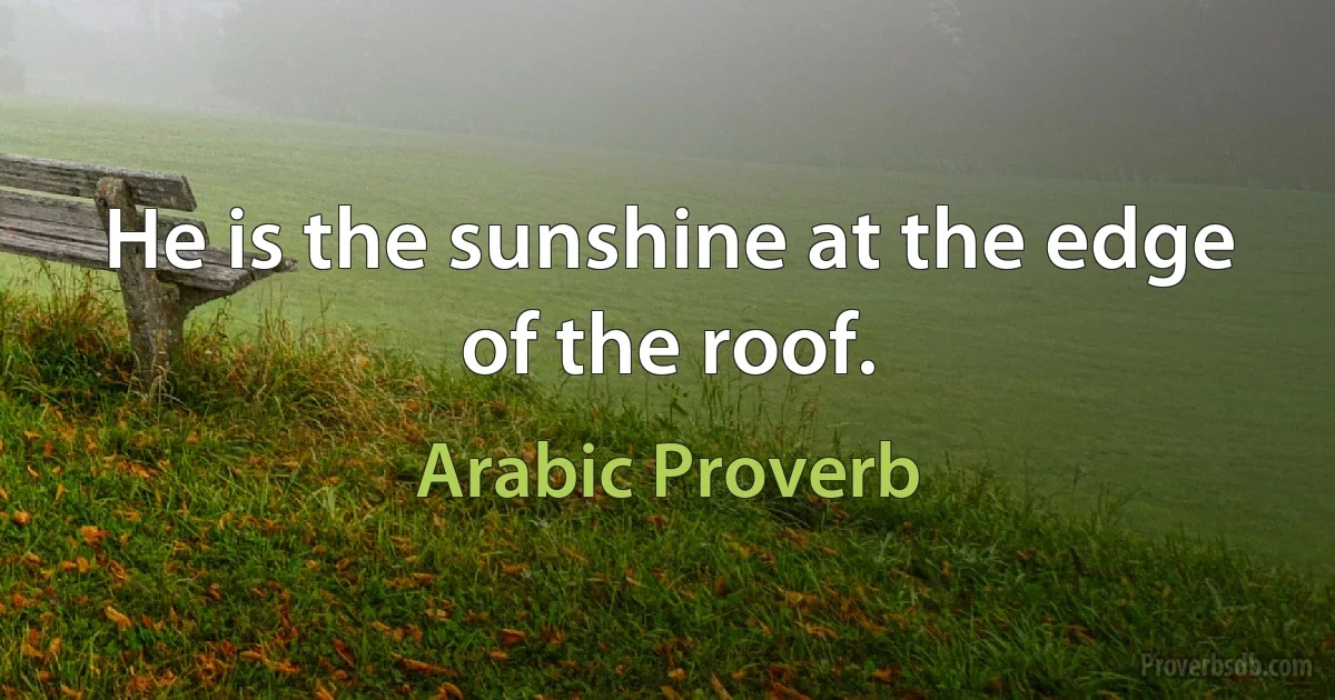 He is the sunshine at the edge of the roof. (Arabic Proverb)