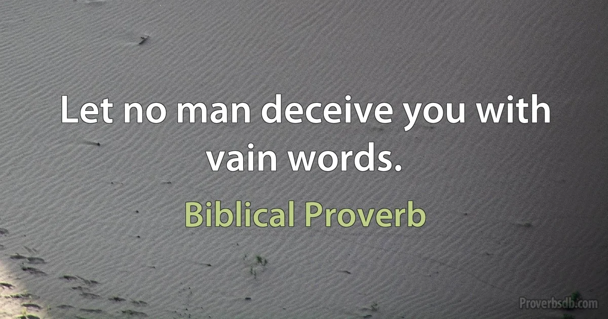 Let no man deceive you with vain words. (Biblical Proverb)