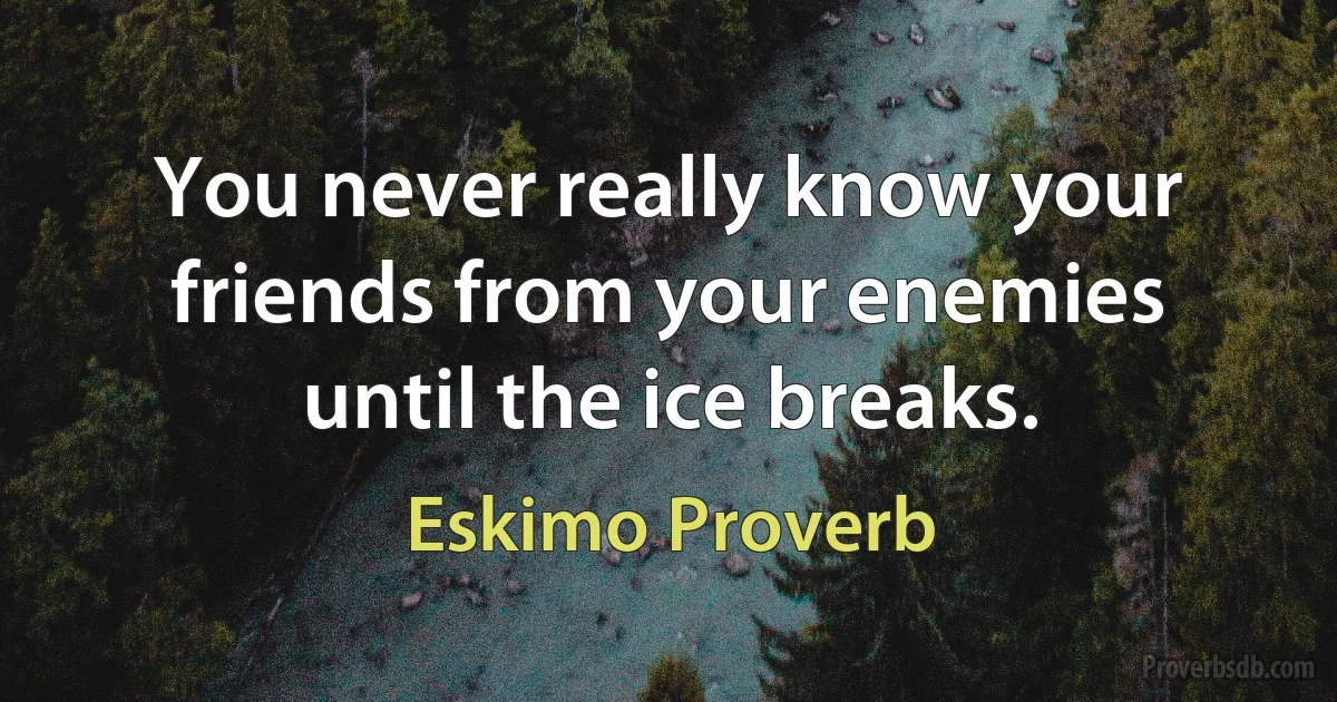 You never really know your friends from your enemies until the ice breaks. (Eskimo Proverb)