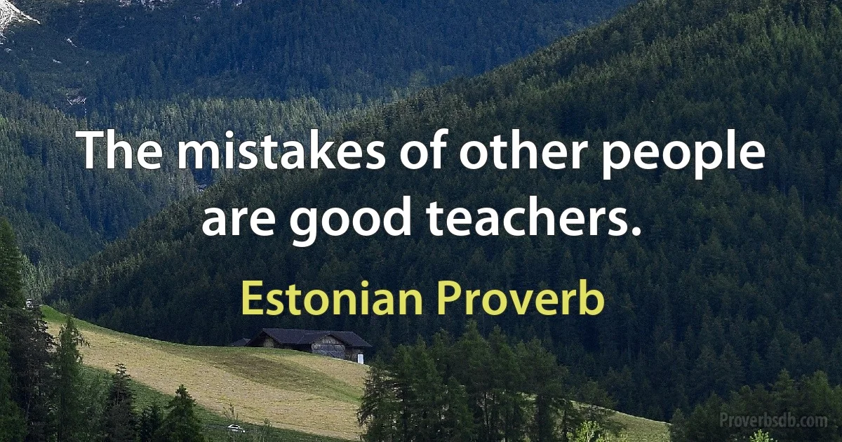 The mistakes of other people are good teachers. (Estonian Proverb)