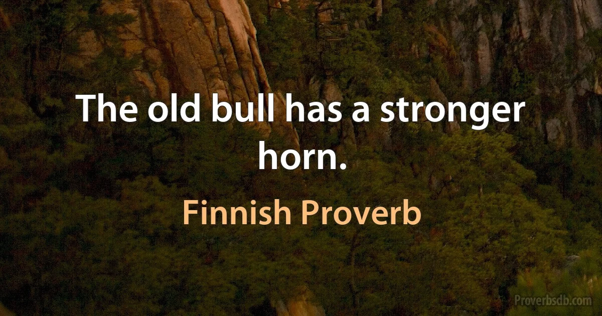 The old bull has a stronger horn. (Finnish Proverb)