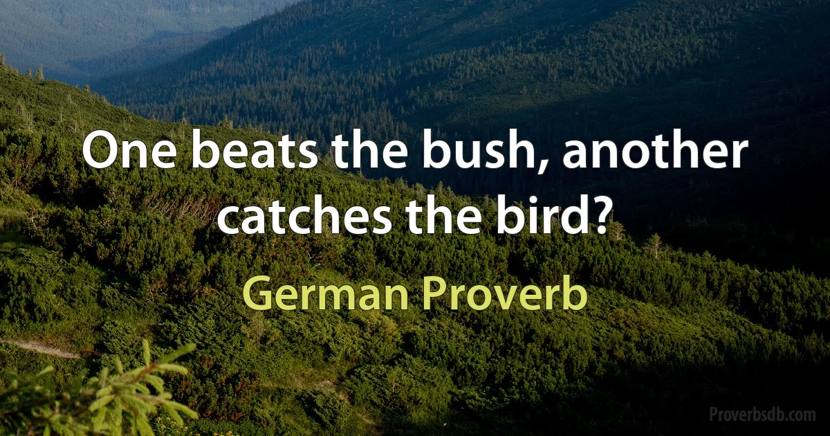 One beats the bush, another catches the bird? (German Proverb)