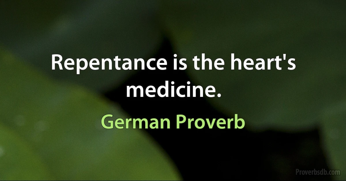 Repentance is the heart's medicine. (German Proverb)