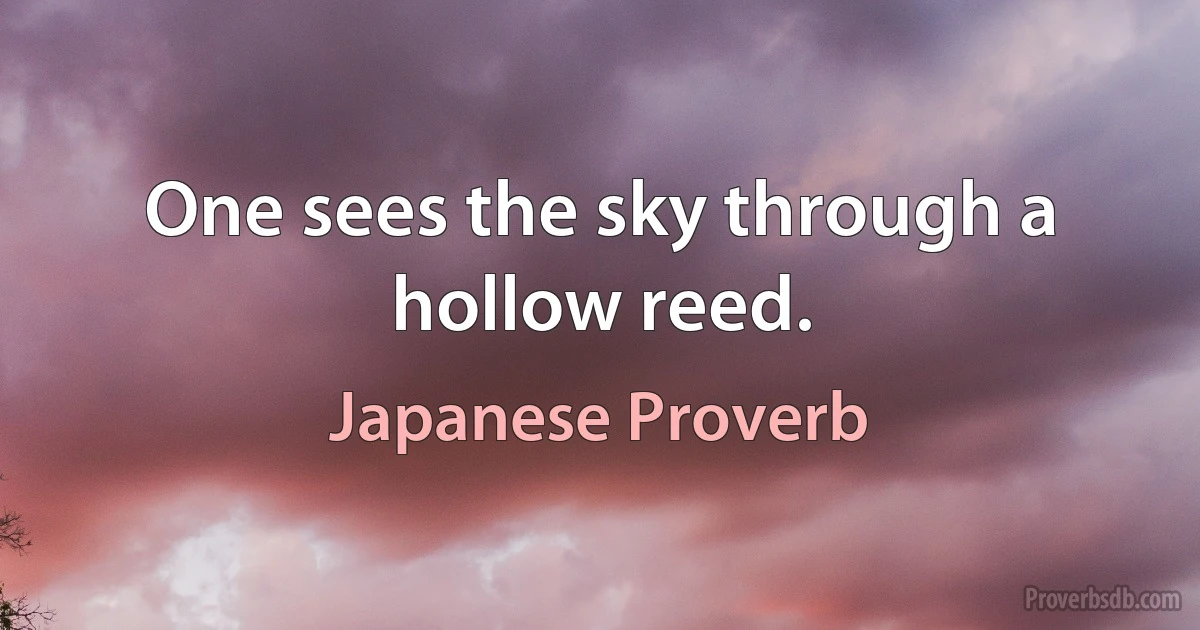 One sees the sky through a hollow reed. (Japanese Proverb)