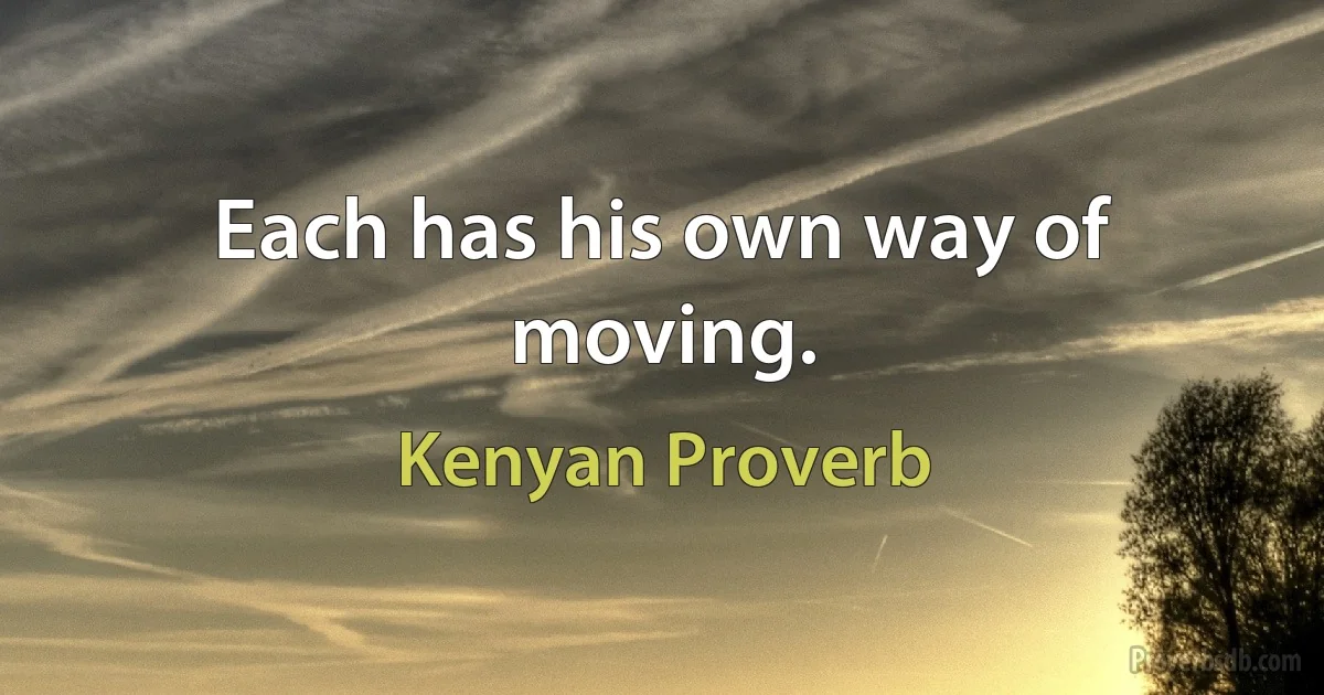 Each has his own way of moving. (Kenyan Proverb)