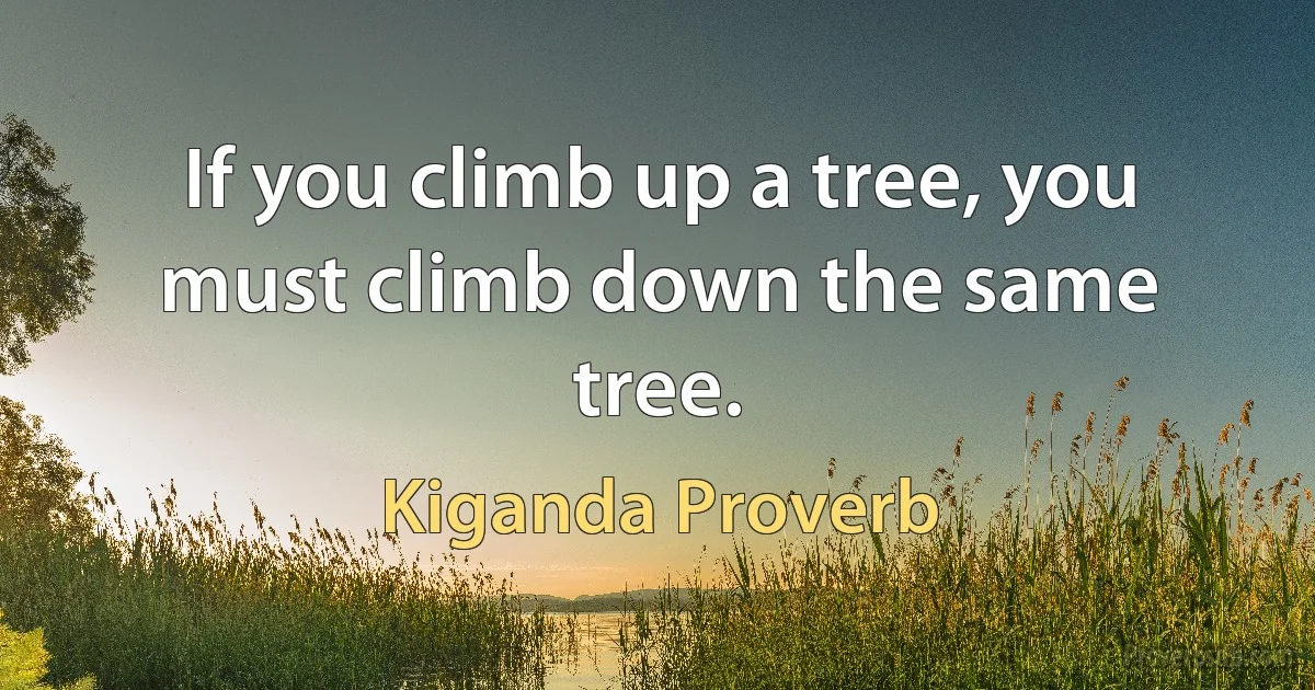 If you climb up a tree, you must climb down the same tree. (Kiganda Proverb)