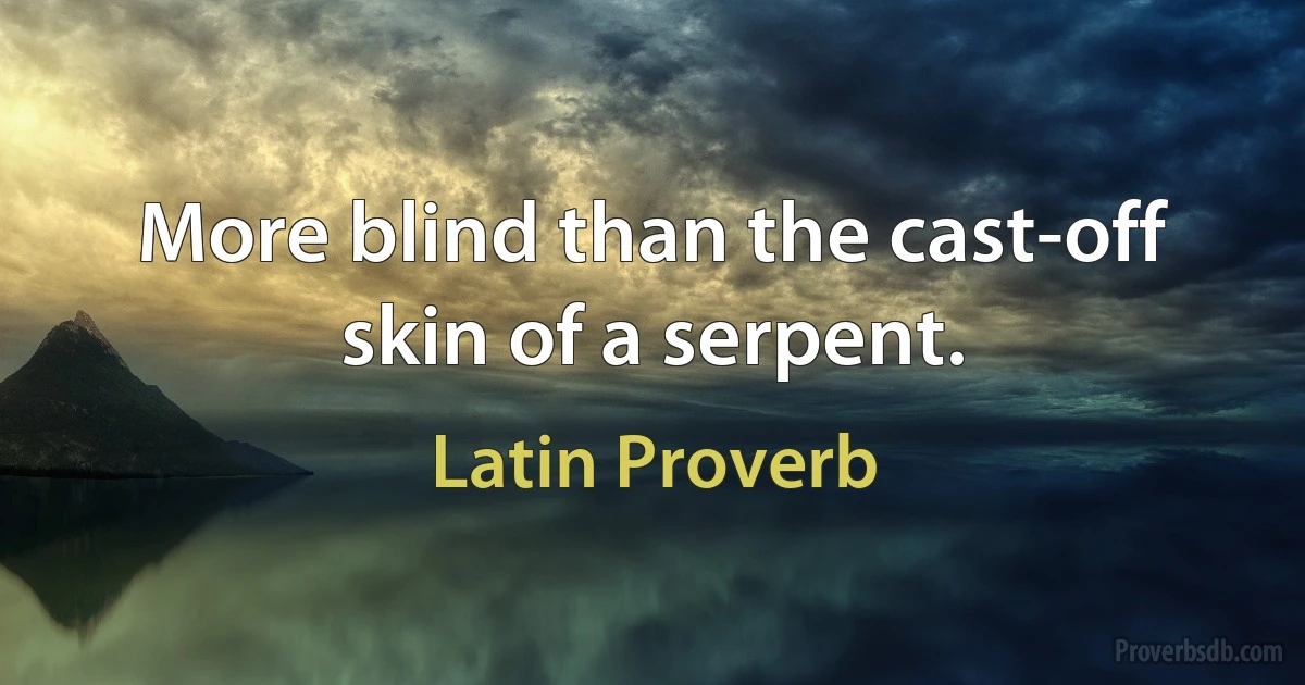 More blind than the cast-off skin of a serpent. (Latin Proverb)