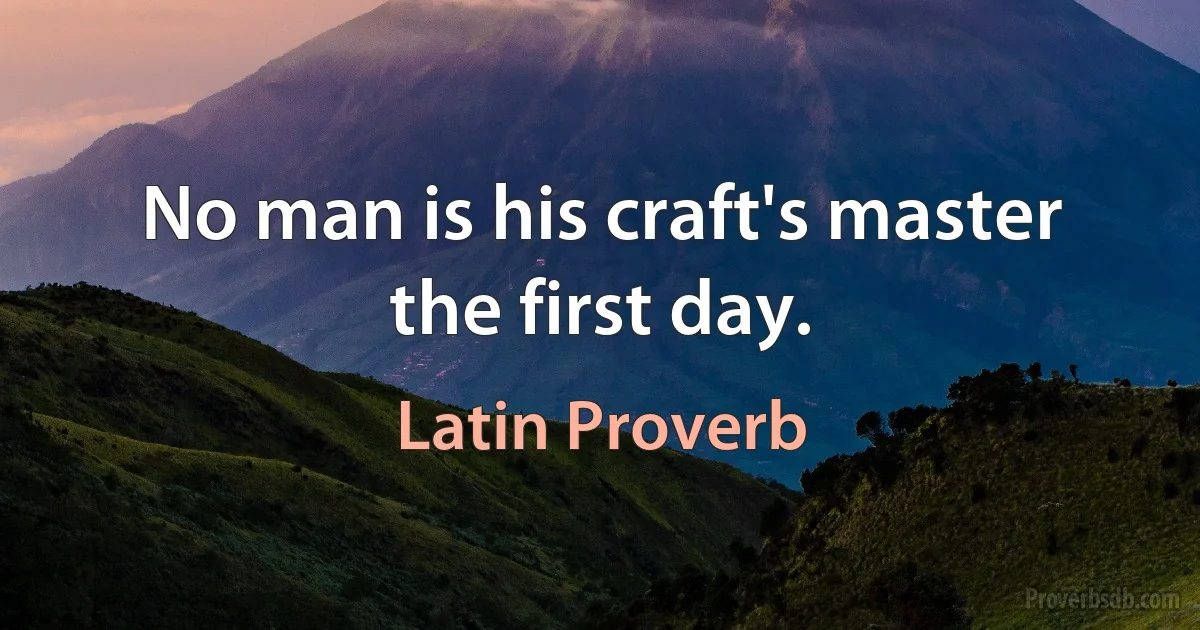 No man is his craft's master the first day. (Latin Proverb)