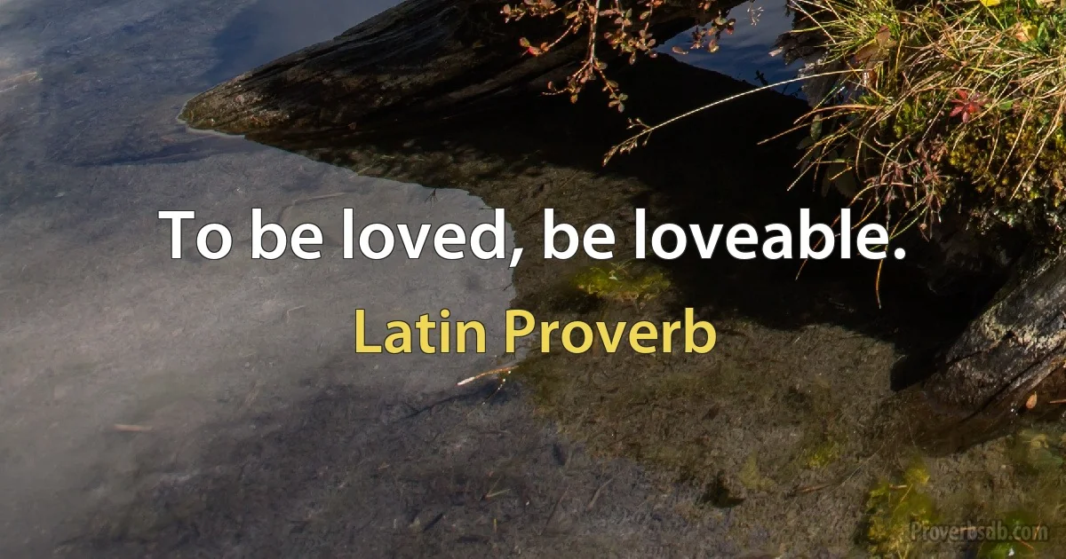 To be loved, be loveable. (Latin Proverb)