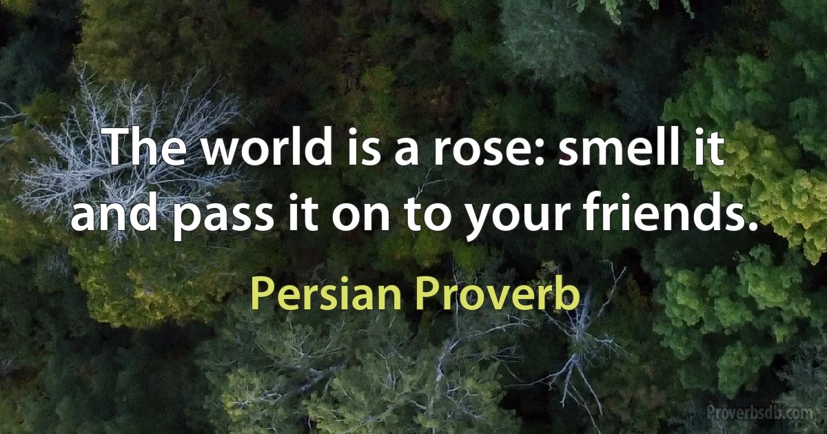 The world is a rose: smell it and pass it on to your friends. (Persian Proverb)