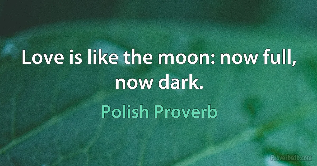 Love is like the moon: now full, now dark. (Polish Proverb)