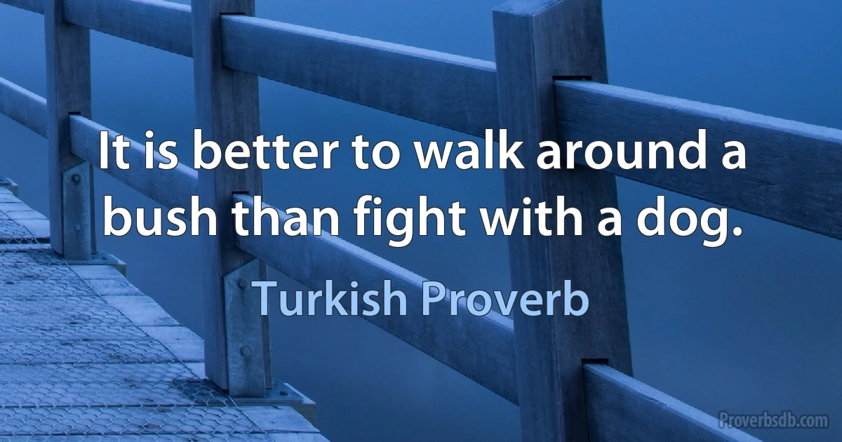 It is better to walk around a bush than fight with a dog. (Turkish Proverb)