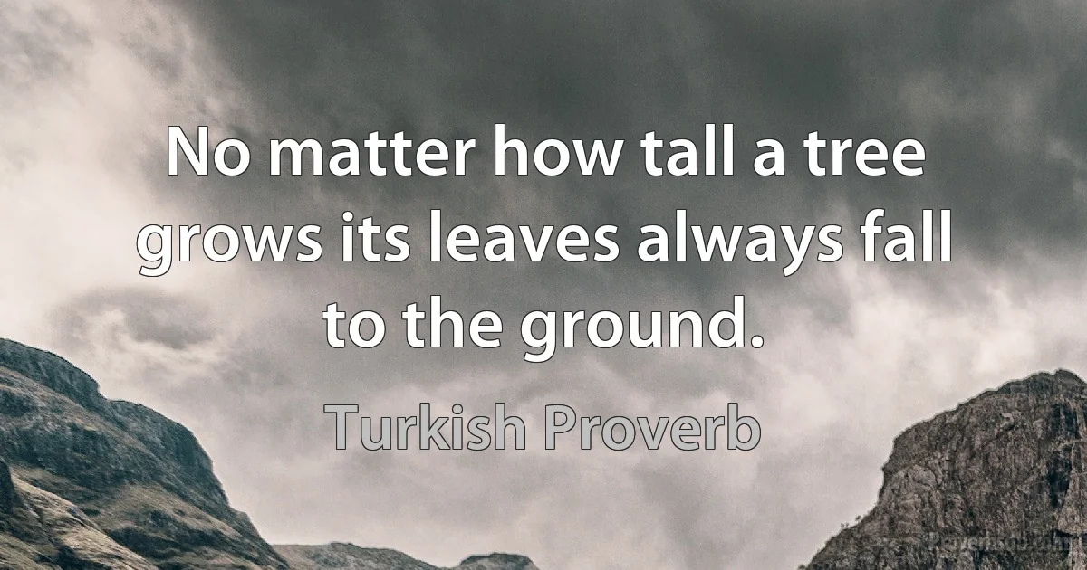 No matter how tall a tree grows its leaves always fall to the ground. (Turkish Proverb)