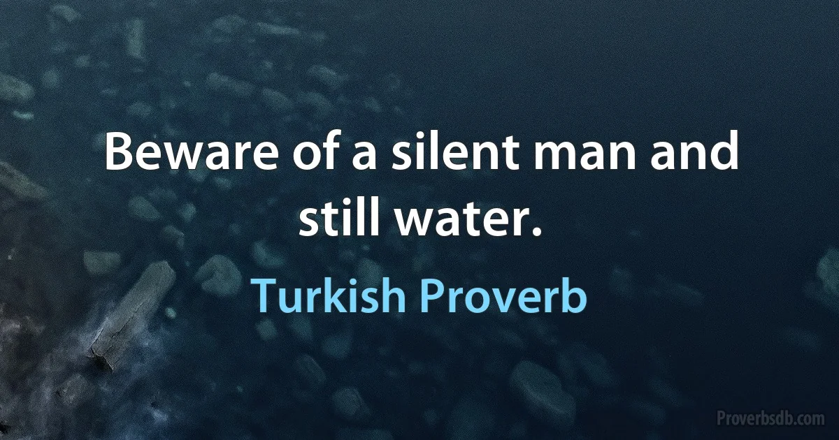 Beware of a silent man and still water. (Turkish Proverb)