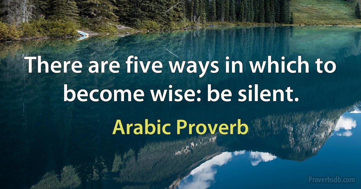 There are five ways in which to become wise: be silent. (Arabic Proverb)