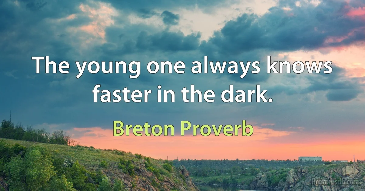 The young one always knows faster in the dark. (Breton Proverb)