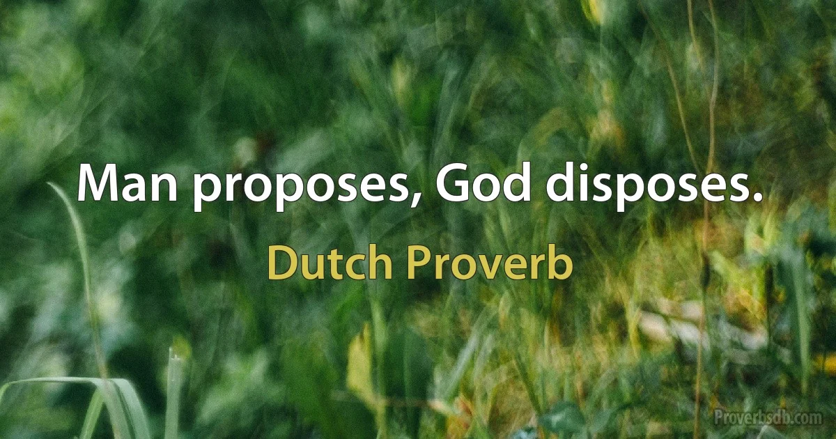 Man proposes, God disposes. (Dutch Proverb)