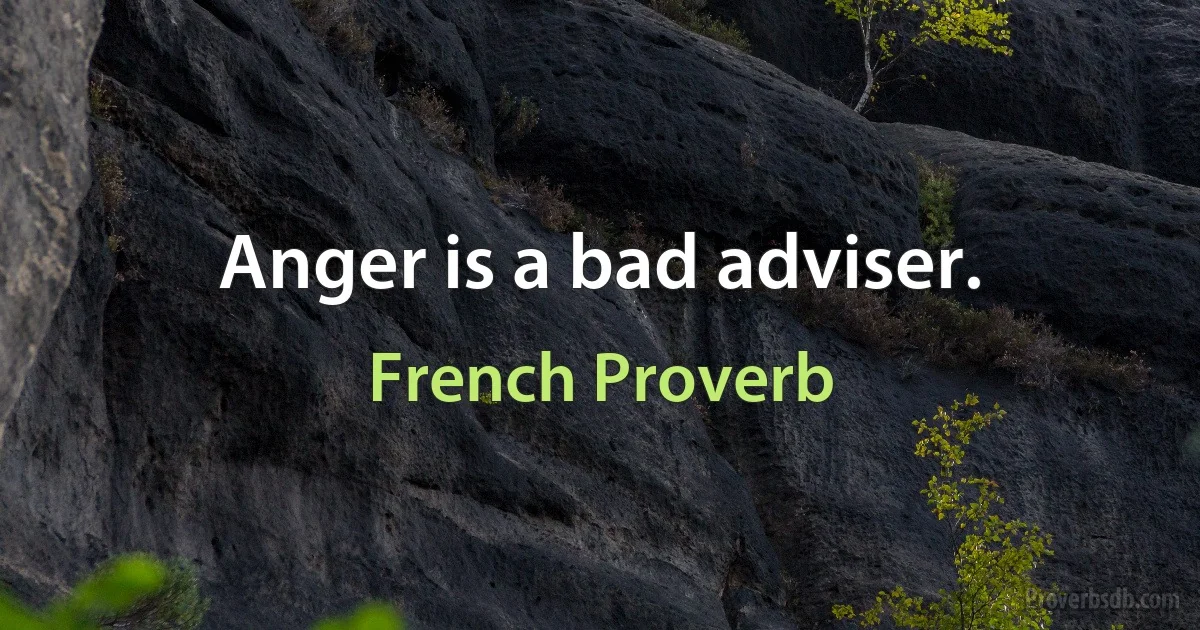 Anger is a bad adviser. (French Proverb)