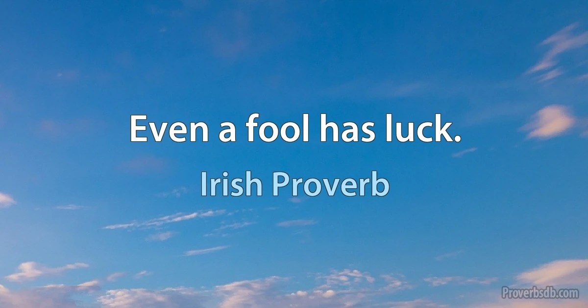 Even a fool has luck. (Irish Proverb)