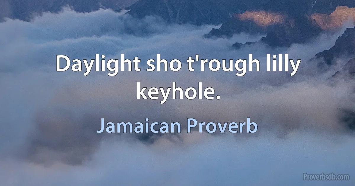 Daylight sho t'rough lilly keyhole. (Jamaican Proverb)