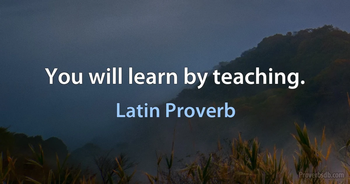 You will learn by teaching. (Latin Proverb)