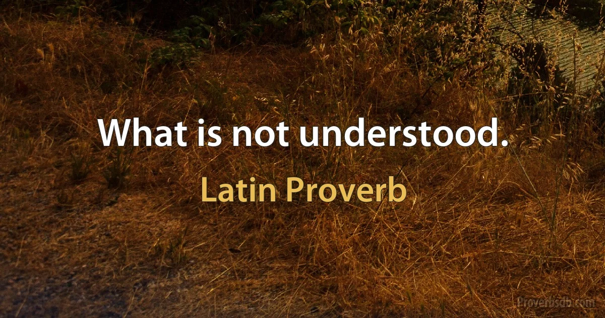 What is not understood. (Latin Proverb)