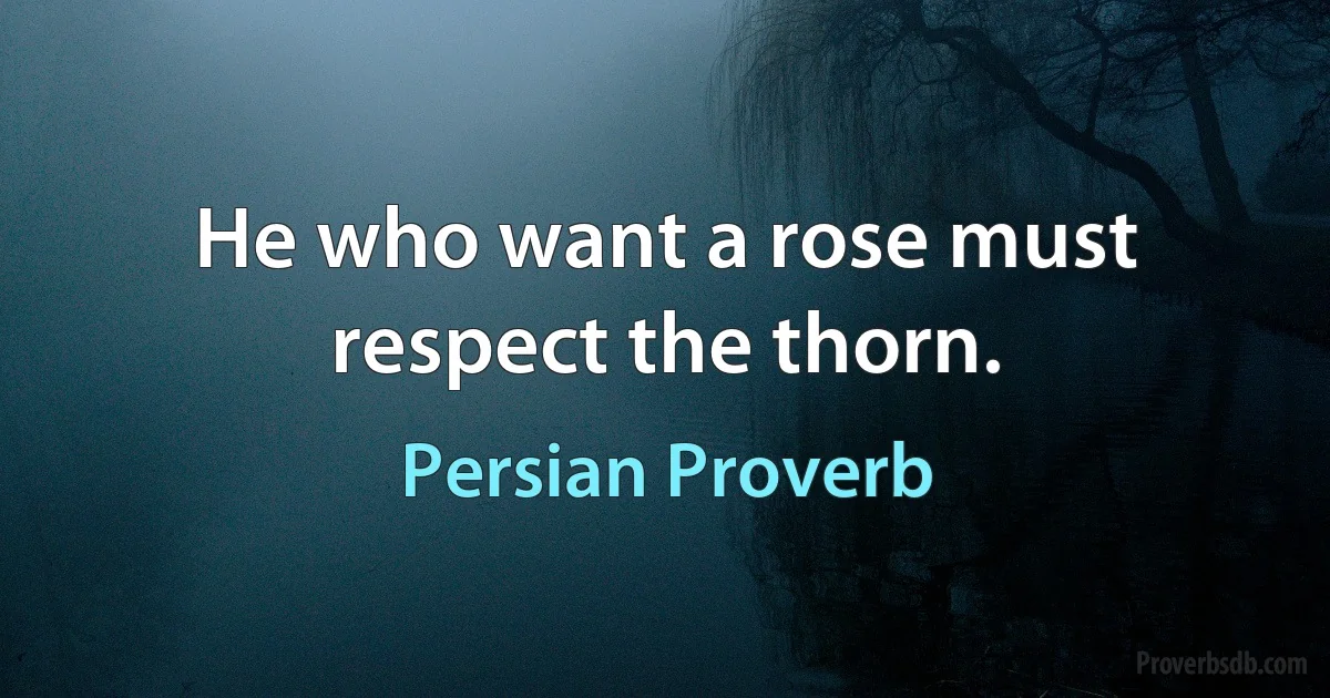 He who want a rose must respect the thorn. (Persian Proverb)