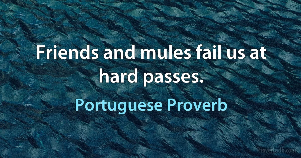 Friends and mules fail us at hard passes. (Portuguese Proverb)