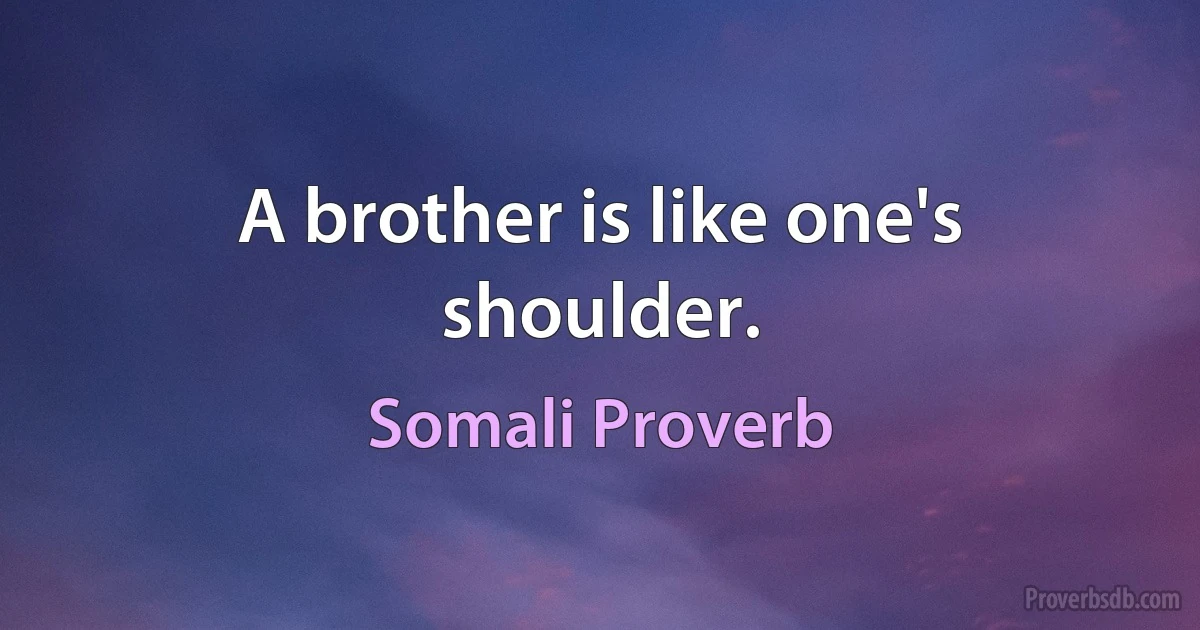 A brother is like one's shoulder. (Somali Proverb)