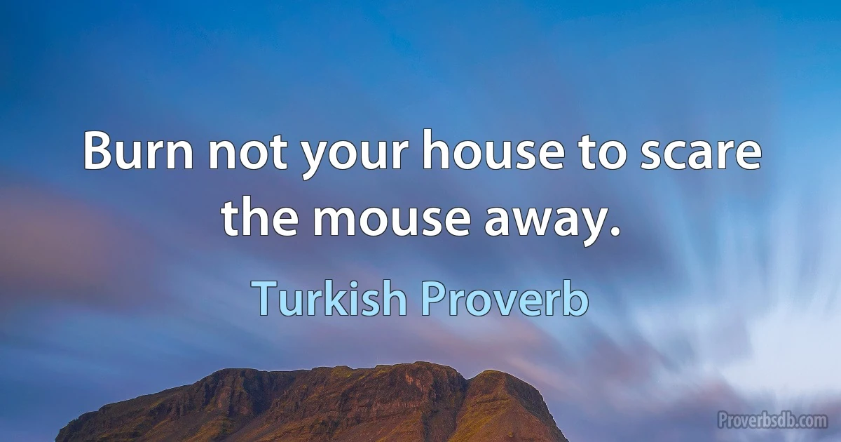 Burn not your house to scare the mouse away. (Turkish Proverb)