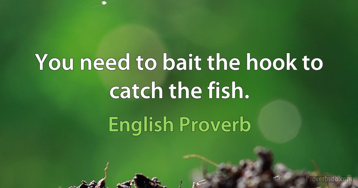 You need to bait the hook to catch the fish. (English Proverb)