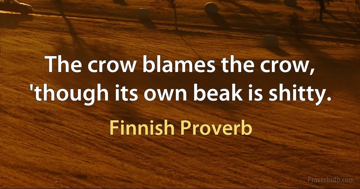 The crow blames the crow, 'though its own beak is shitty. (Finnish Proverb)